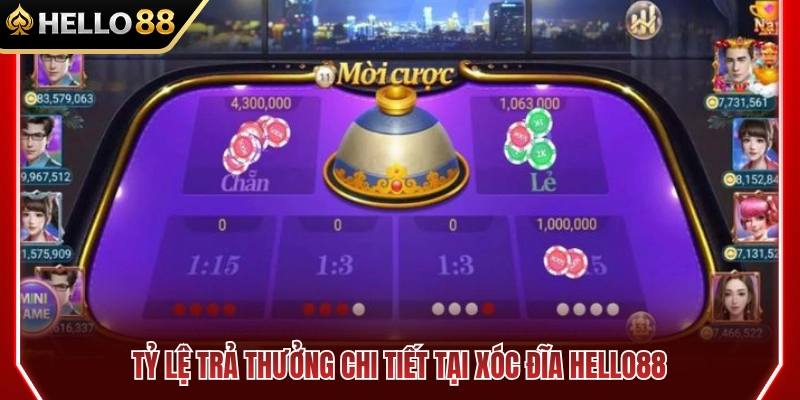 Tỷ lệ thưởng chi tiết xóc đĩa HELLO88 